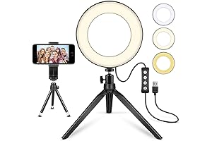 LED Ring Light 6" with Tripod Stand for Desk