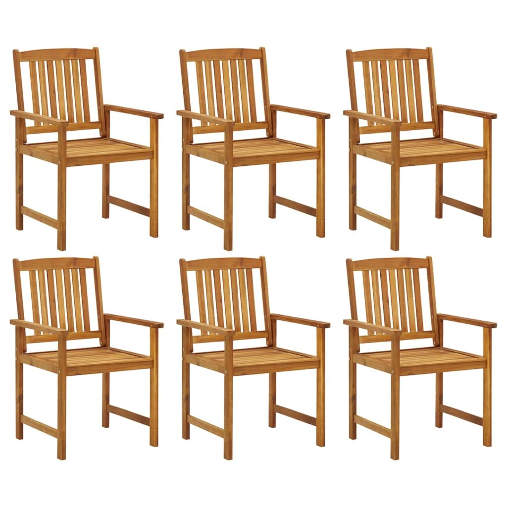 Set di 6 sedie da giardino in legno massello di acacia, con cuscini, resistenti alle intemperie, per giardino e balcone, comode sedie in legno con cuscini blu reale