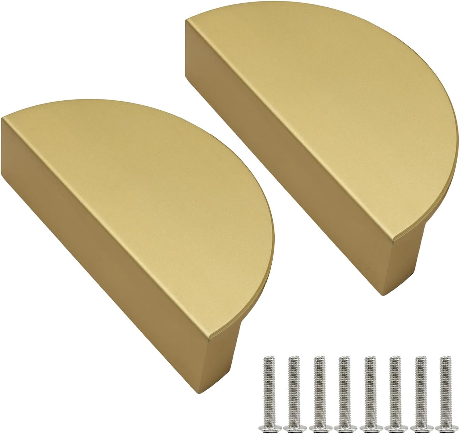 Hordion 4 Pack Half Moon Cabinet Pulls Handles, 2.5" Hole Center, Green | Semicircle Drawer Pulls, Solid Brass Closet Door Hardware with Screws for Kitchen Cabinets