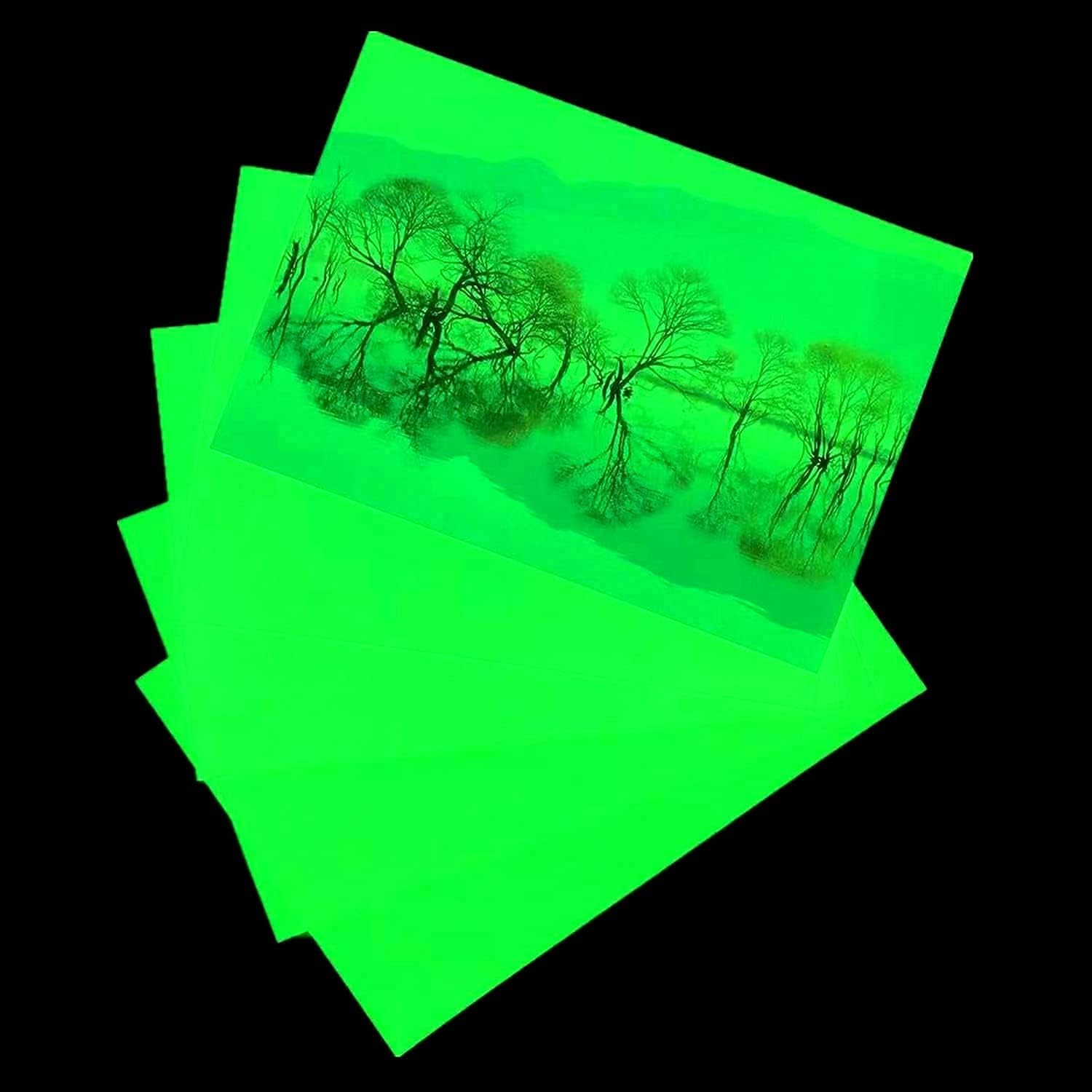 Everyglow Glow in The Dark Photo Paper, Luminous Printing Paper Photoluminescent Inkjet Printing Paper Vnyl for Pictures Halloween Party(10pcs yellow green glow) 4''X6''