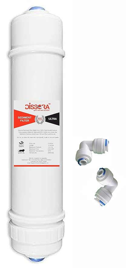 Dissora Ultra 10 Inch Inline Sediment Filter Cartridge, Suitable for All Kind of RO UV UF Water Purifier, Pack of 1