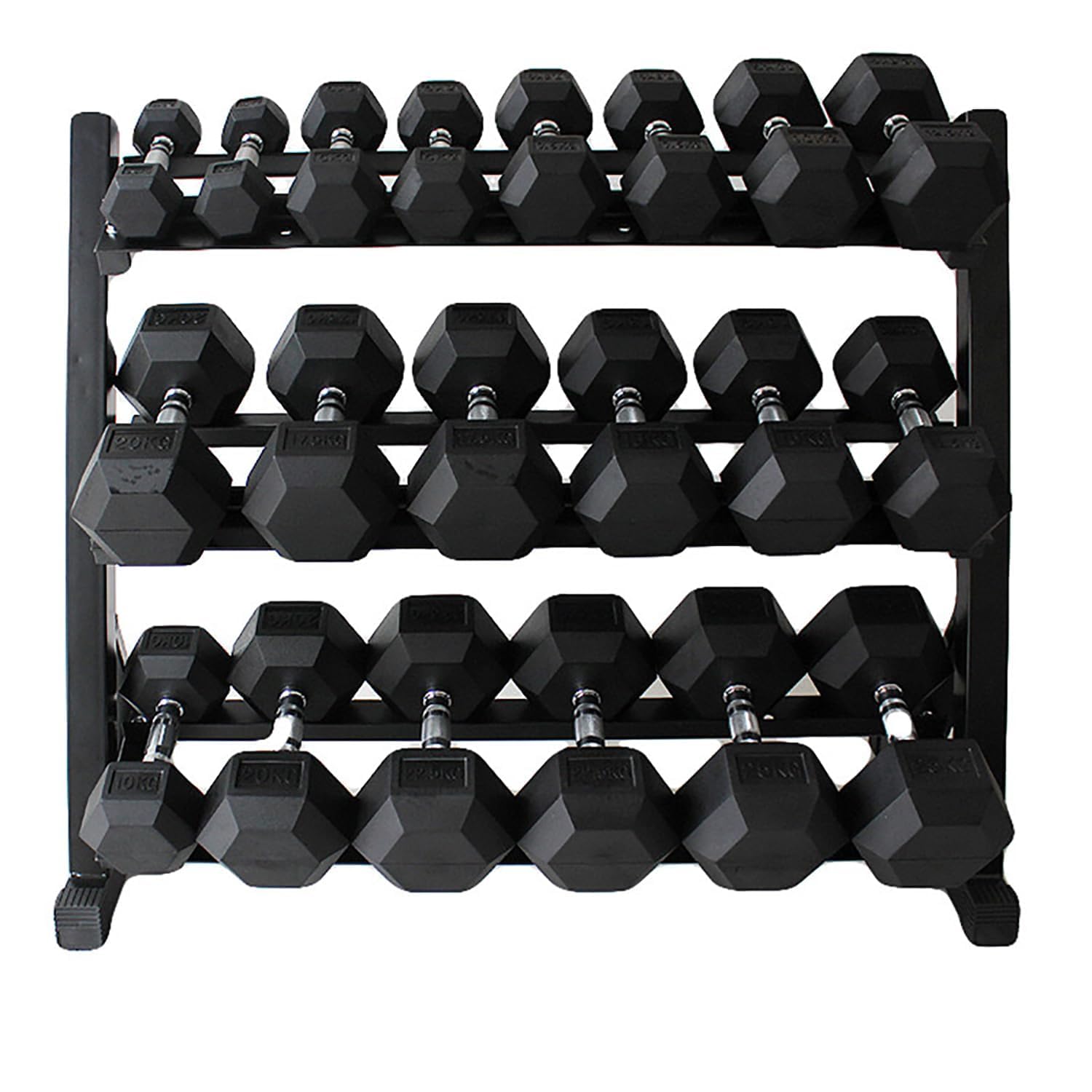350-550 lbs Rubber Hex Dumbbells with Rack Free Weight for Home Gym Durable Rubber Dumbbell with Storage Coated