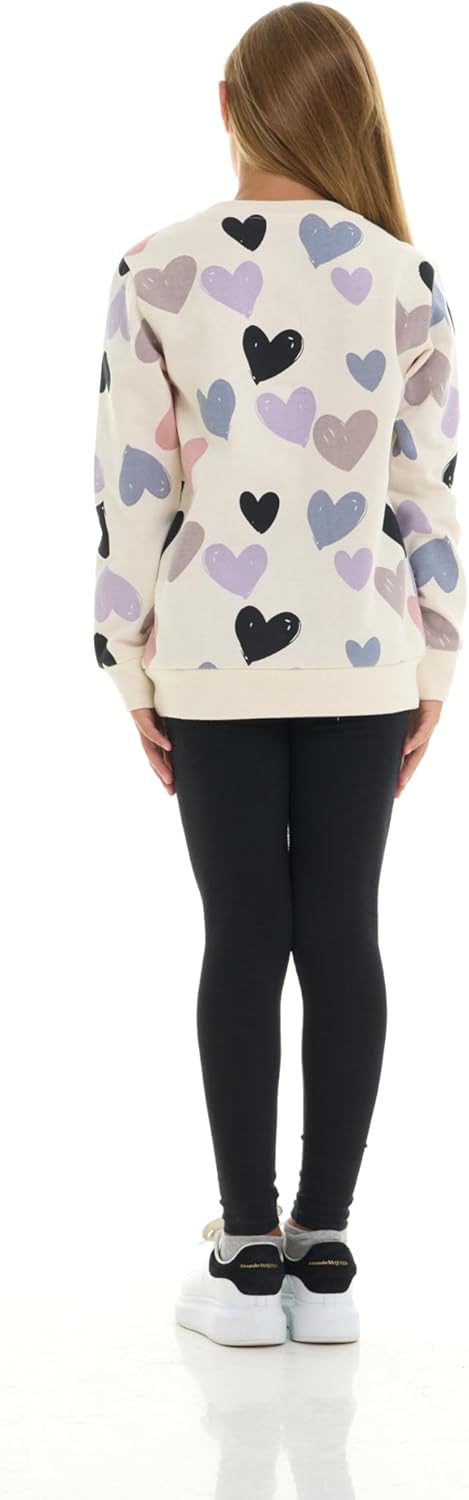 Pink Angel Girls 2-Piece Fleece Crewneck Sweatshirt and Legging Set - Cozy Printed Outfits - Image 3