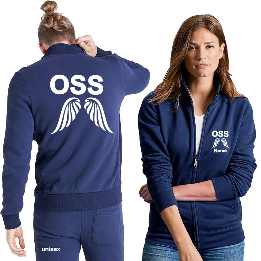 TCD Felpa Zip Unisex OSS Operatore Socio Sanitario Blu Scuro - Personalizzata con Stampa Fronte/Retro