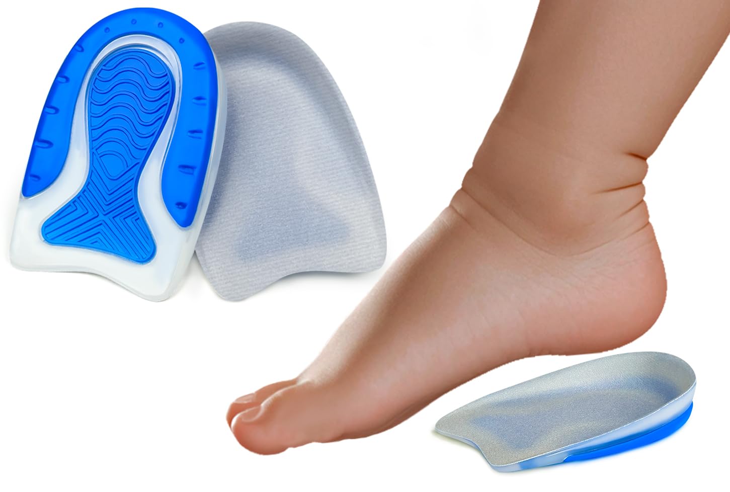 Beautulip Heel Cups for Kids & Petite Women - Soft Gel (TPE) for Sever’s Disease, Growing Pains & Plantar Fasciitis - Shock Absorbing Inserts for