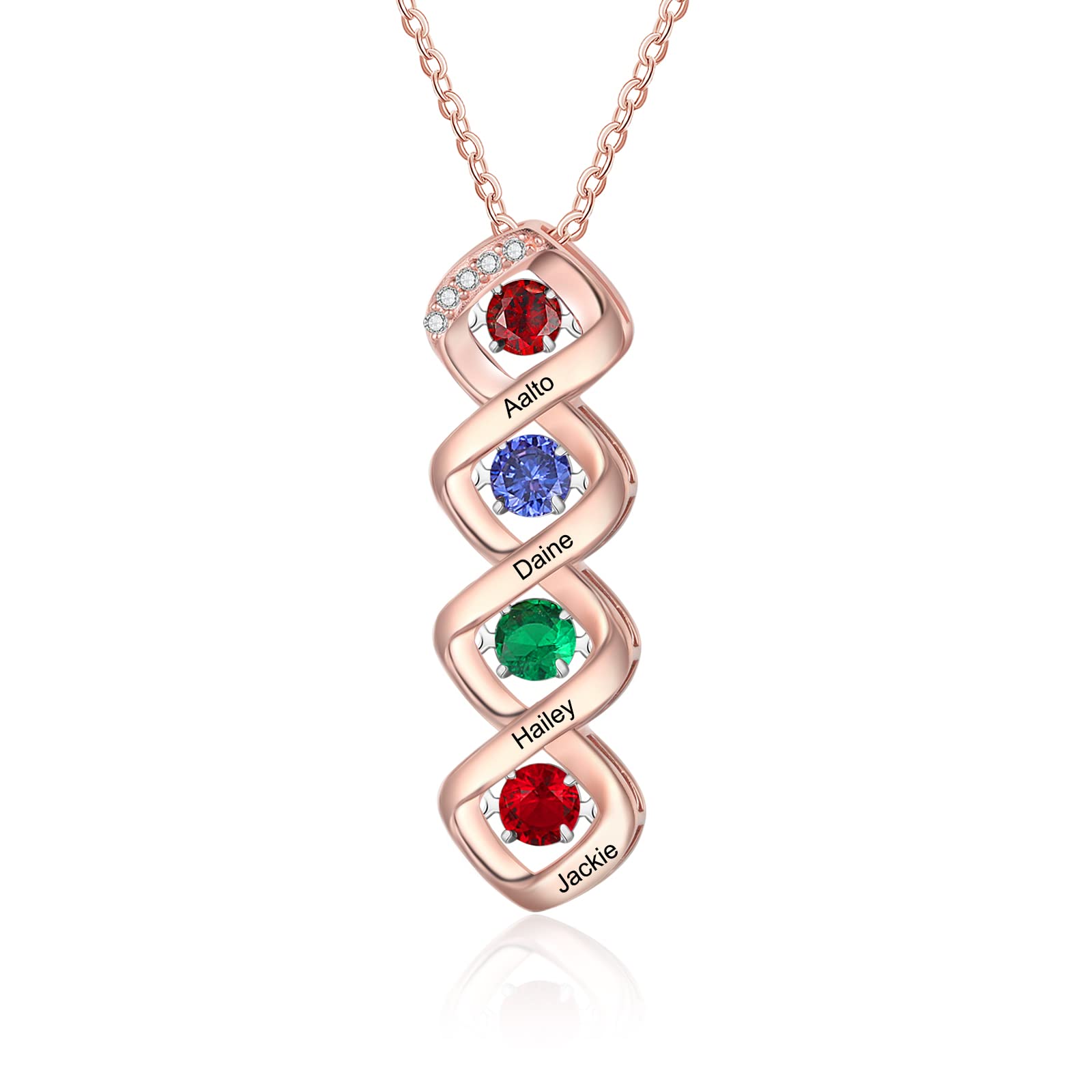 Mothers Day Gifts for Mom Birthstone Name Necklace Mother's Day Gifts for Women Personalized Necklaces Customized Twisted 2-7 Mothers Necklace with Birthstones
