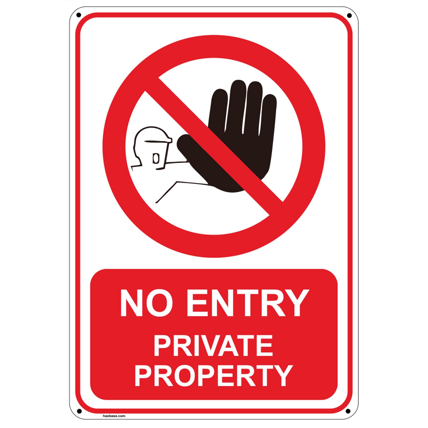 No Entry Private Property Sign with 4 Pre-Drilled Holes - 1mm Rigid PVC Durable 250mm x 175mm, Pack of 1