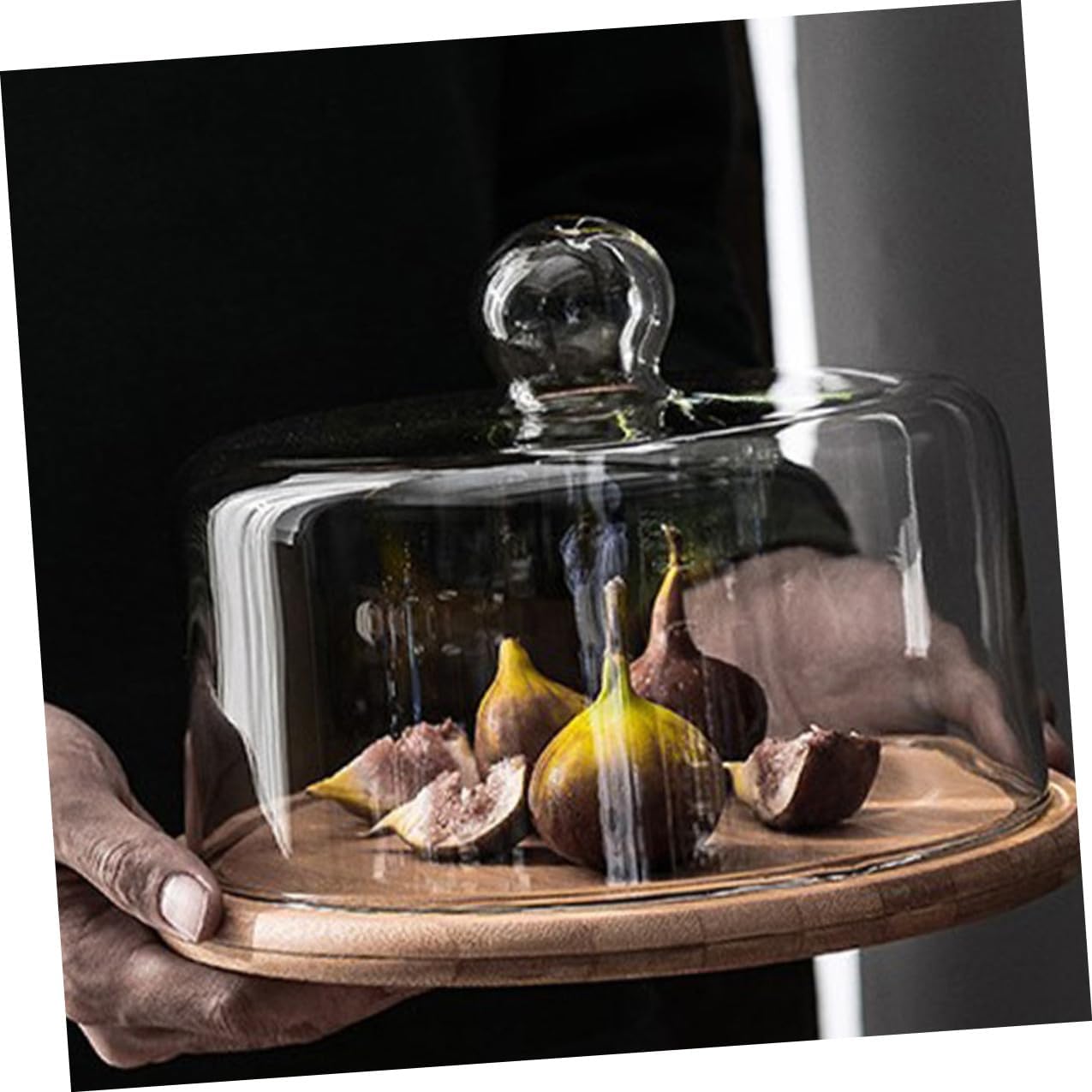 VICASKY Glass Cake Dome Cover with Large Tray, Protective Dessert Display Cover for Pastry, Bread, and Food Preservation at Home