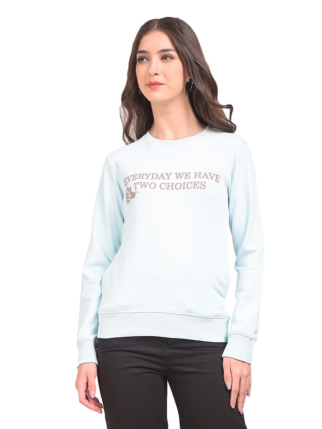 Women's Blue Graphic Print Sweatshirt-image-29