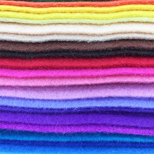 Image of 28pcs Thick 1.4mm Soft Felt Fabric Sheet Assorted Color Felt Pack DIY Craft Sewing Squares Nonwoven Patchwork (15x15cm)