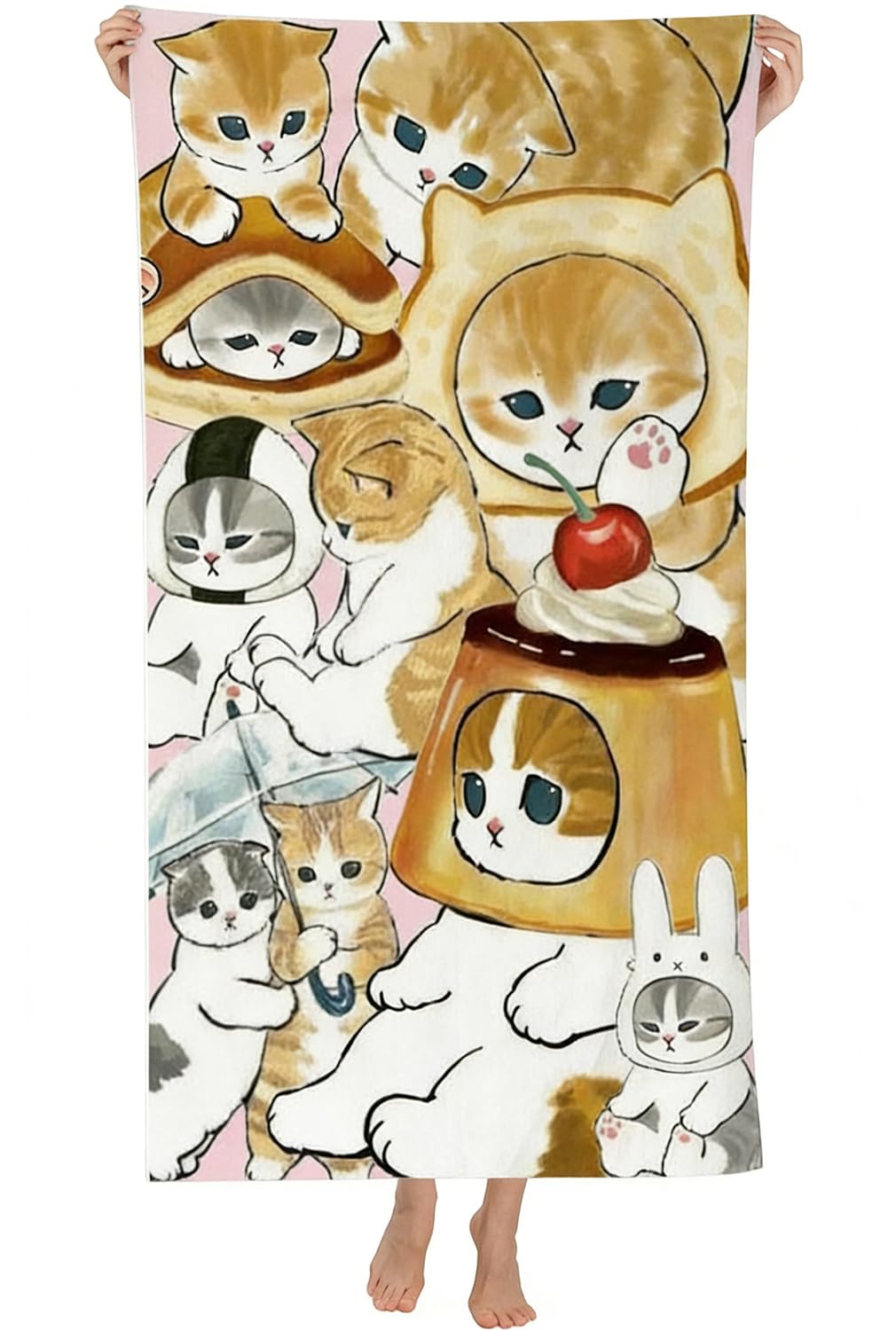Gatto Telo Mare, Gatto Coperta da Spiaggia Asciugamano Microfibra Telo Antisabbia Mare Teli Bagno Antisabbia Spiaggia Asciugamano per Piscina, Sport, Campeggio, Picnic (75x150cm)