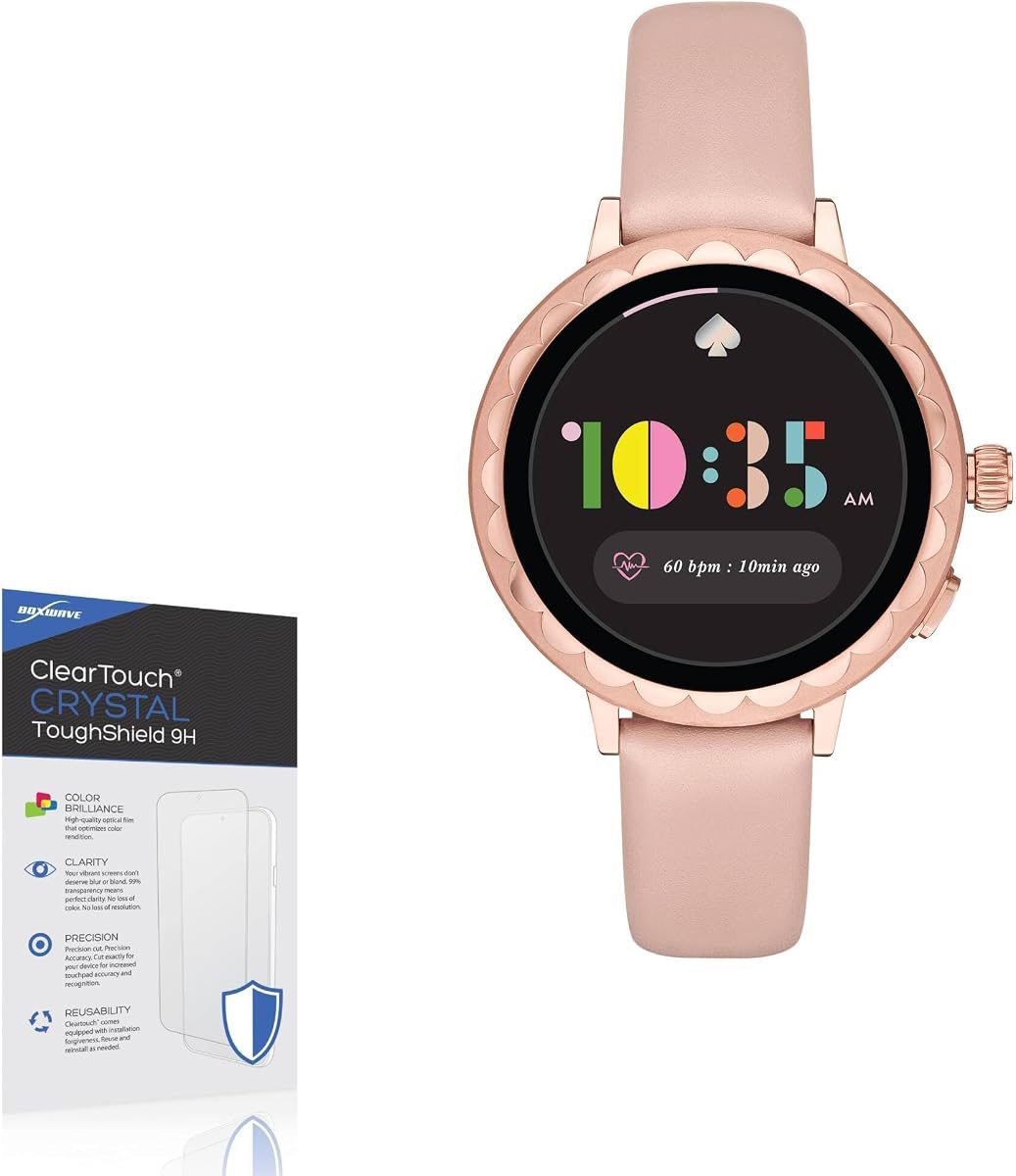 BoxWave Screen Protector Compatible with Kate Spade Scallop Smartwatch 2 - ClearTouch Crystal ToughShield 9H (2-Pack), Clear 9H Tough Flexible Film Screen Protector