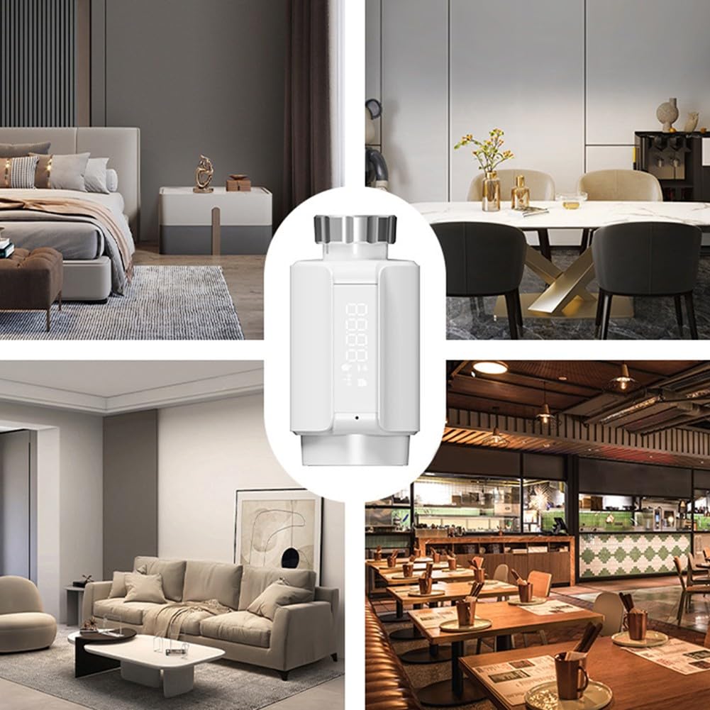 Smart Zigbee Thermostat de valve de radiateur pour application Tuya Smart Life Contrôle de chauffage programmable sans fil TRV avec affichage LED Horaire hebdomadaire Économie d'énergie Blanc