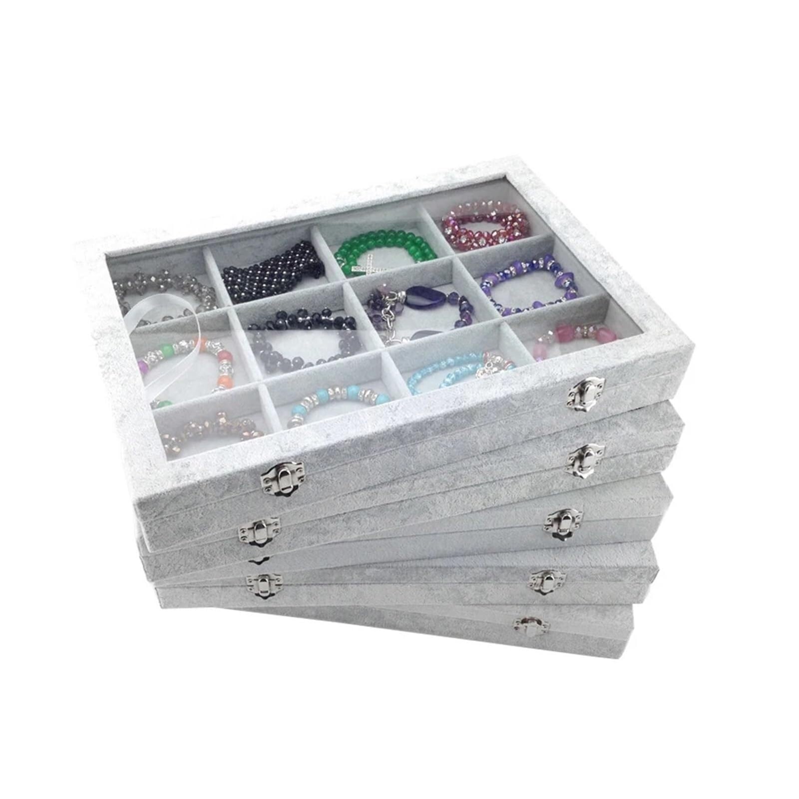 1 Pc Creative Gray Velvet Necklace Rings Earrings Jewelry Display Organizer Box Case Jewelry Box Storage Showcase Originality