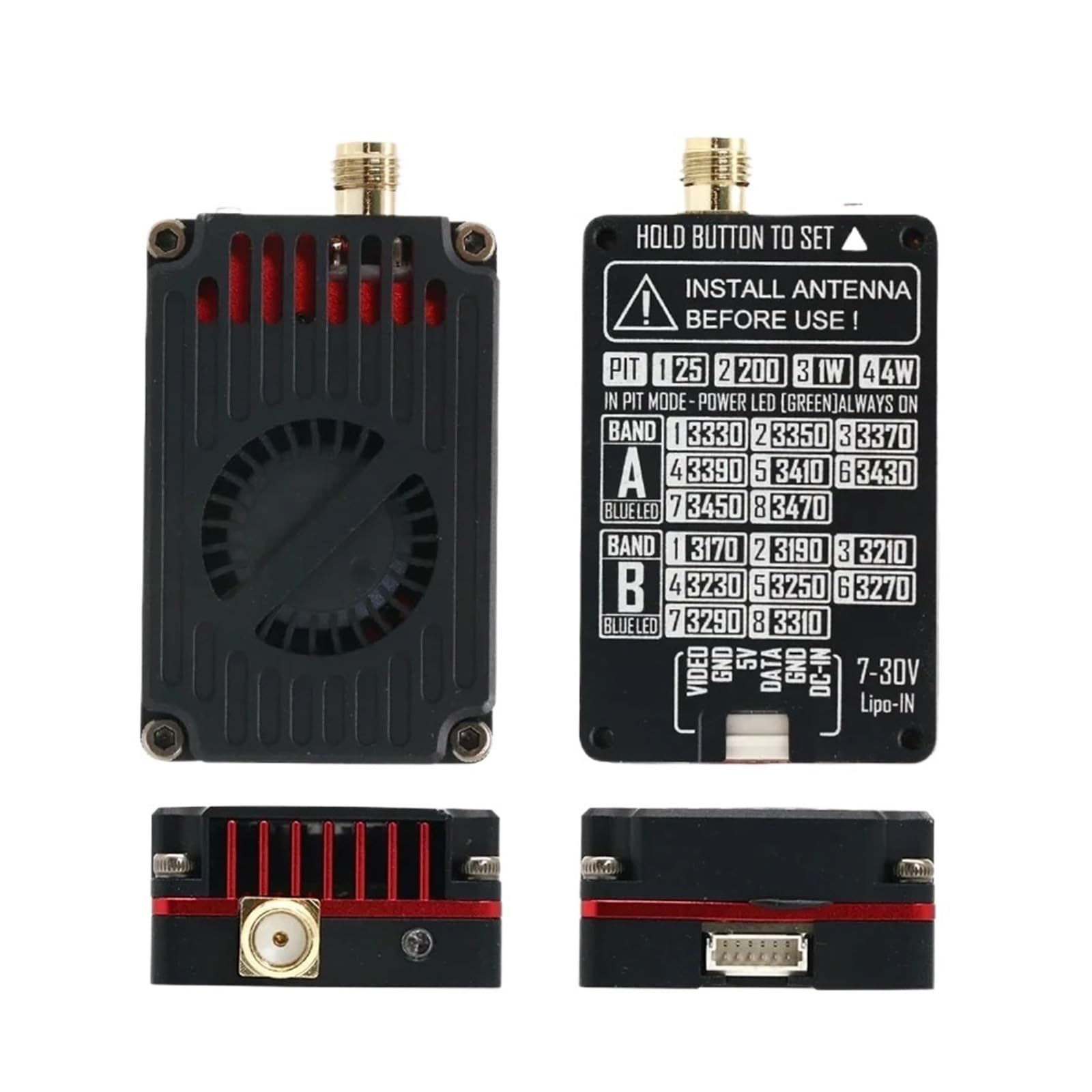 Fpv 3.3G 4W Vtx Transmisor y gafas VRX receptor de vídeo
