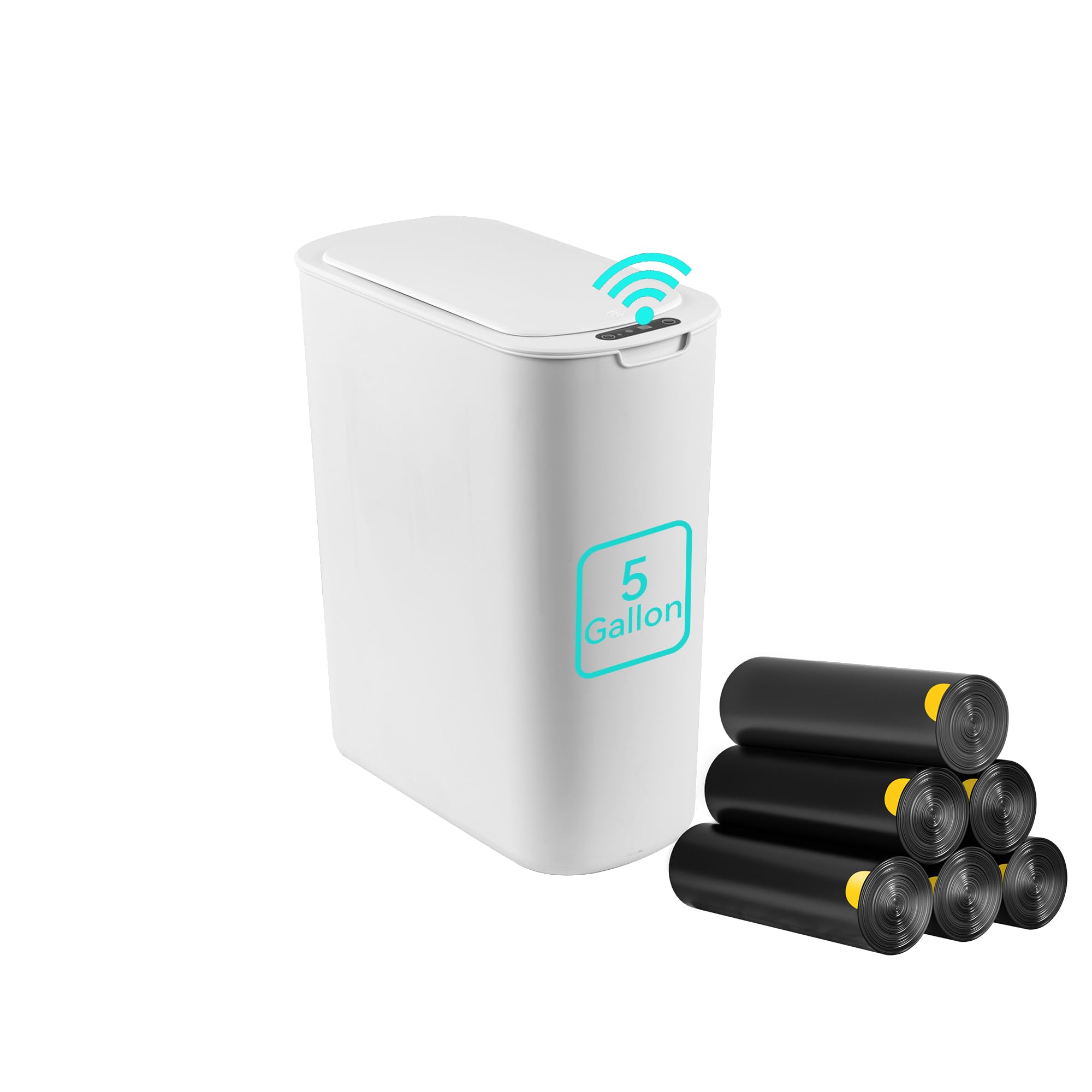 Photo 1 of LJIACLEA 5 Gallon Motion Sensor Bathroom Trash Can Automatic Garbage Cans with Lid Touchless Smart Slim Plastic Trash Bin for Kitchen, Bedroom, Toilet, Office, Living Room