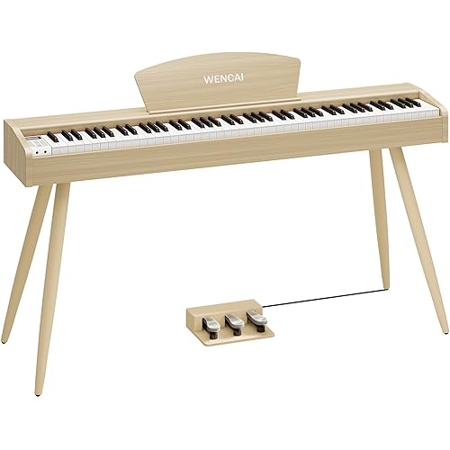 WENCAI Digital Piano 88-Key Fully Weighted Keyboard - Hammer Action Electric Piano, Full-Size Wooden Pianos for Beginner Professional Adults with Sheet Music Stand Triple Pedal, Beige