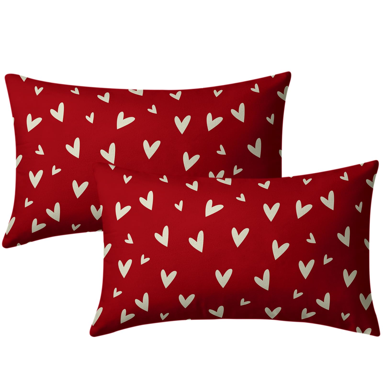 Housses de coussin de Saint-Valentin motif cœur rouge déco romantique 30x50