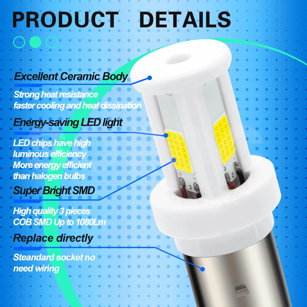 SOFOC BA20D Ampoule 12V 24V S2 H6 LED Phare Moto/Voiture Tête Céramique Blanc, Blanc+Jaune Commutable 10-80V AC/DC 2000LM 12W 2Pcs