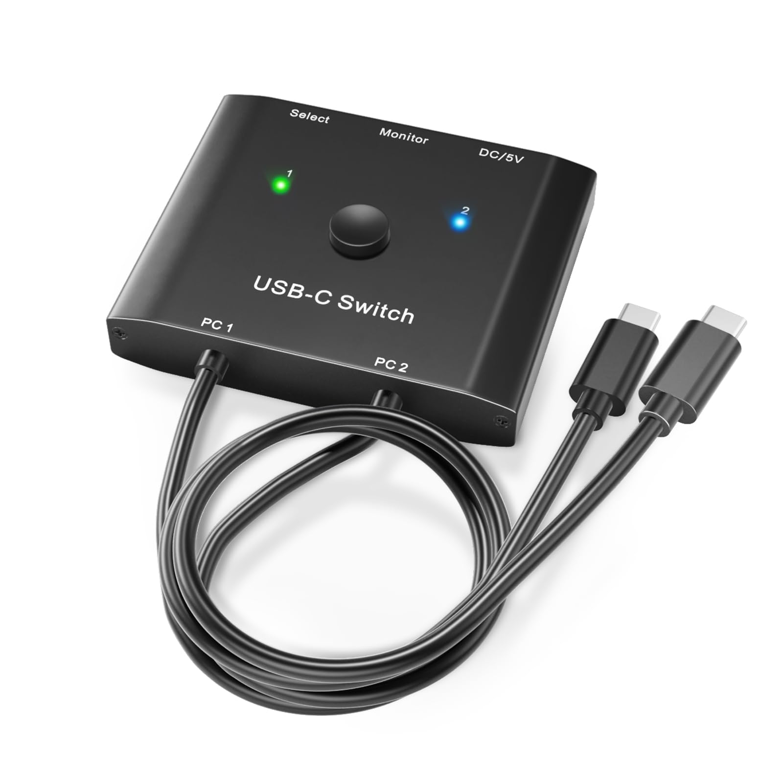 USB C Switch 2 in 1 out, KVM Switch USB-C for 2 Laptops 1 Monitor, 4K@120Hz, 10Gbps, 100W PD, USB3.1 Gen 2, Wired Remote(4K USBC 2 in 1 out KVM)