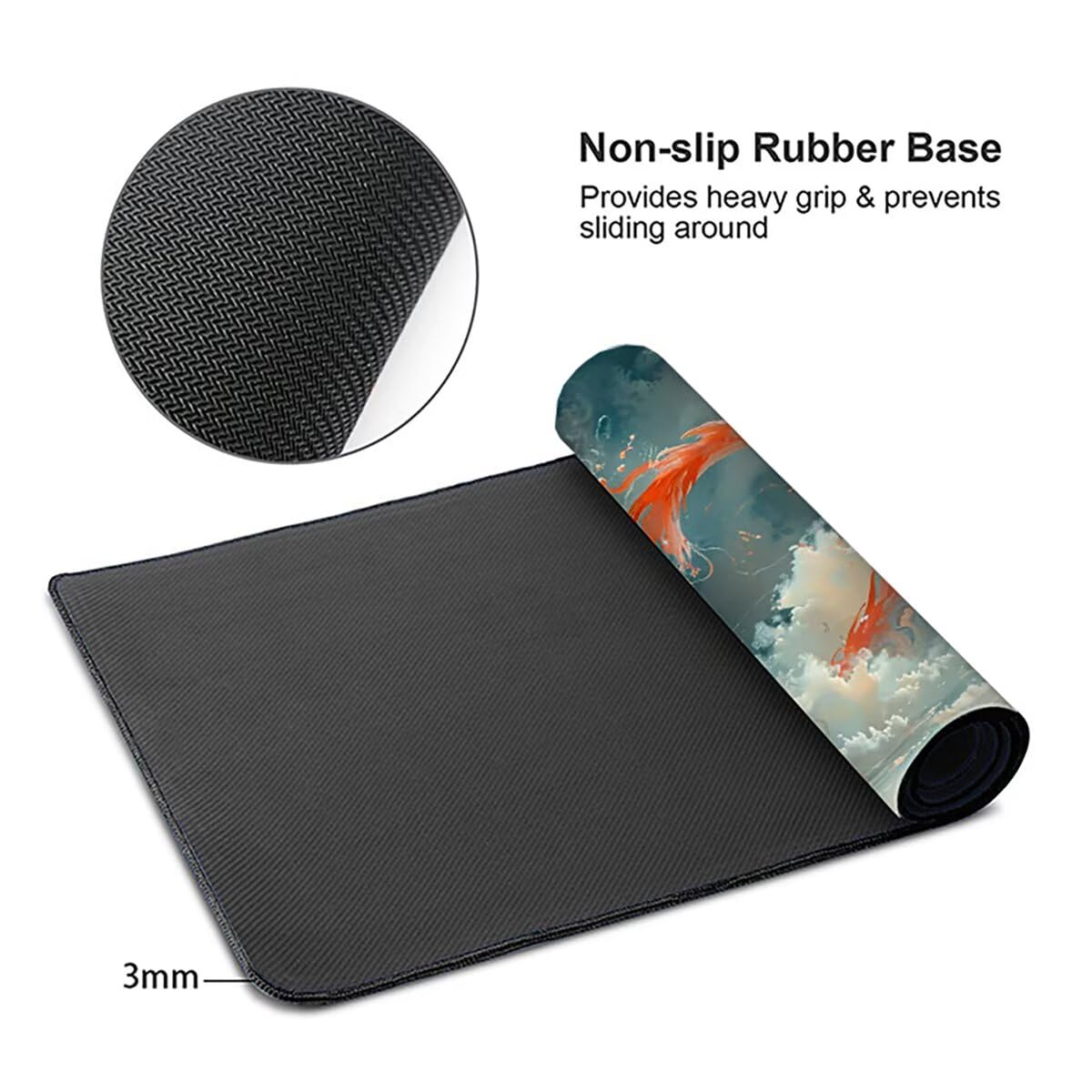 Alfombrilla Ratón Gaming XXL, Gaming Mouse Pad 1500x800x3mm, Protector Escritorio Antideslizante, Alfombrilla de Ratón DragóN Mousepad Grande, Tapete Raton para Jugadores de PC Oficina PjY12282 N-U