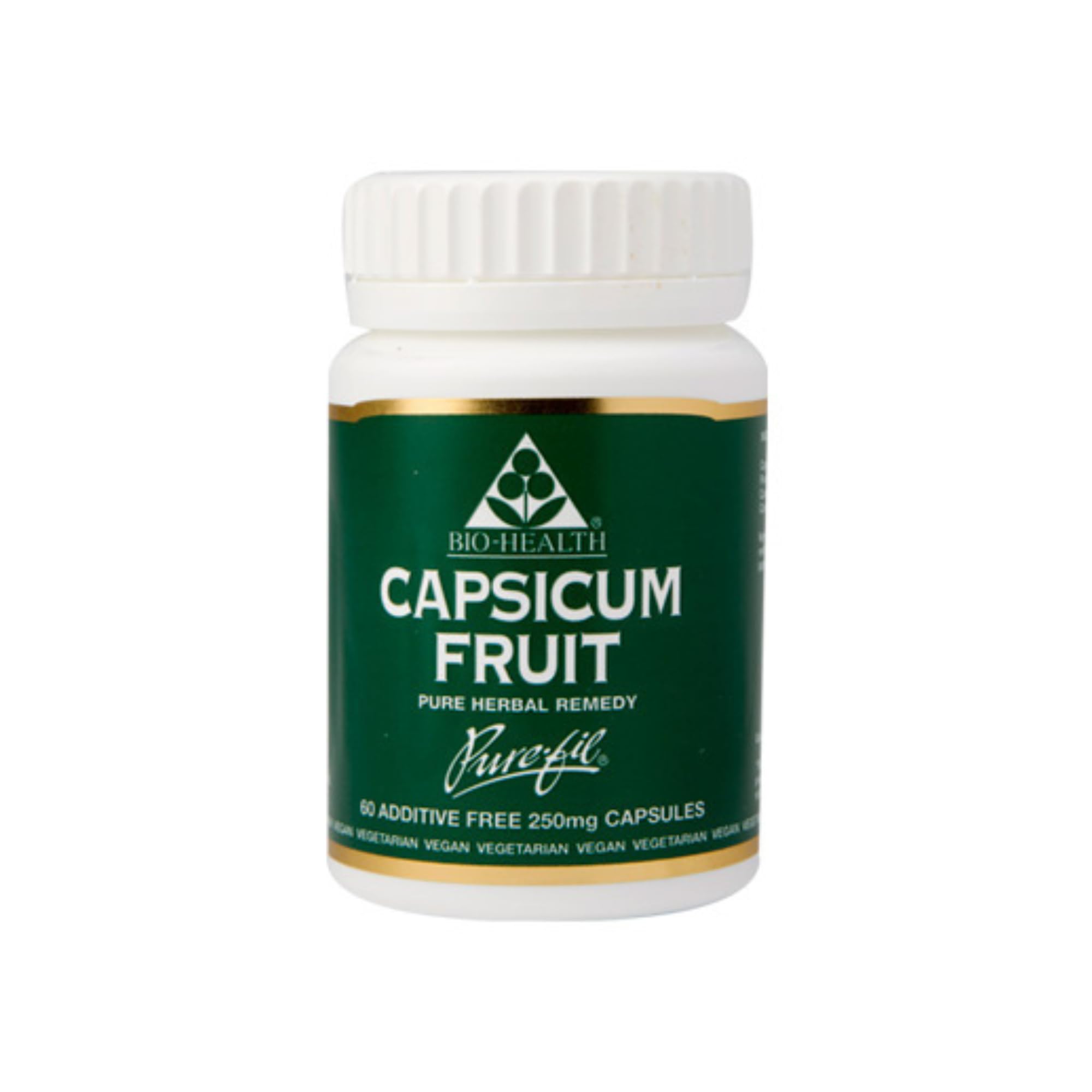 Bio-Health Capsicum Fruit Pure 250mg Herbal Food Supplement for Weight Management and Metabolic Support Suitable for Vegetarians and Vegans, Additive Free 60 Capsules