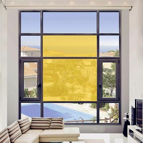 Película decorativa de Navidad para ventana, película transparente dorada, película de tinte de ventana de color, película adhesiva de vinilo con