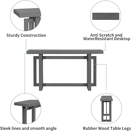 Miniatura 5 de Mesa consola de madera maciza, 59.1 pulgadas, entrada extralarga, mesa de sofá para entrada, pasillo, sala de estar, vestíbulo, estilo minimalista