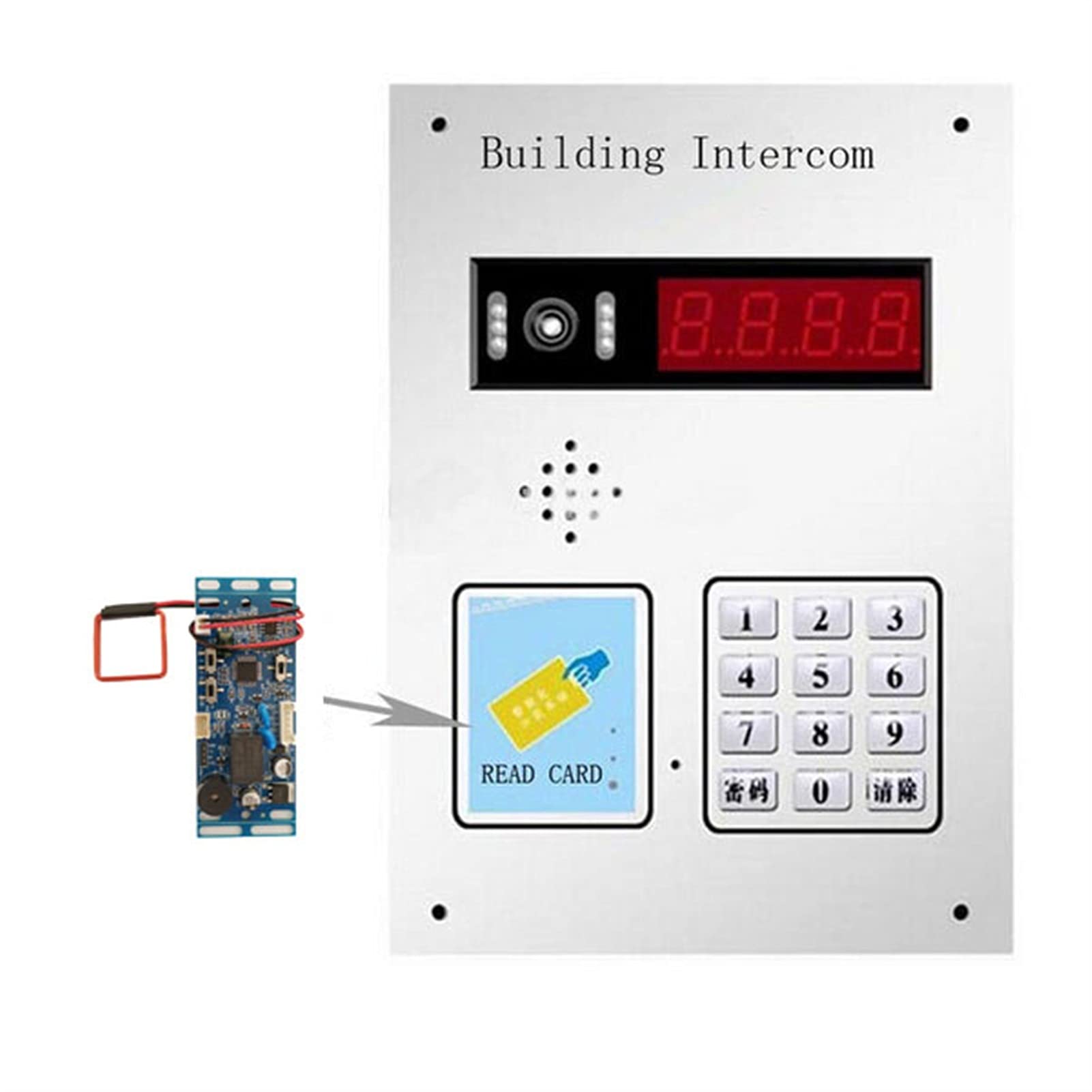 EM/ID Contrôle d'accès à la porte embarqué Contrôle d'accès Interphone Control Control Control avec 2pcs Carte mère 10pcs EM Touche FOB Min: 1pcs,ConçU Pour Un Service Durable(Exit button)
