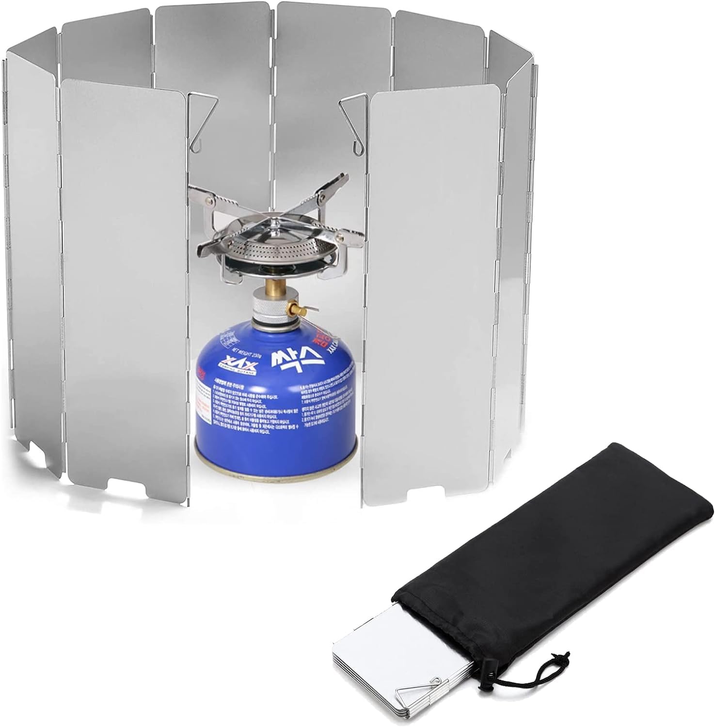 TOMVAES Camping Stove Windscreen, 10 Plates Lightweight Folding Outdoor Picnic Cooker Stove Wind Screen Windshield for Outdoor Camping Stoves, Gas Stove, Camping Stoves, Butane Stoves