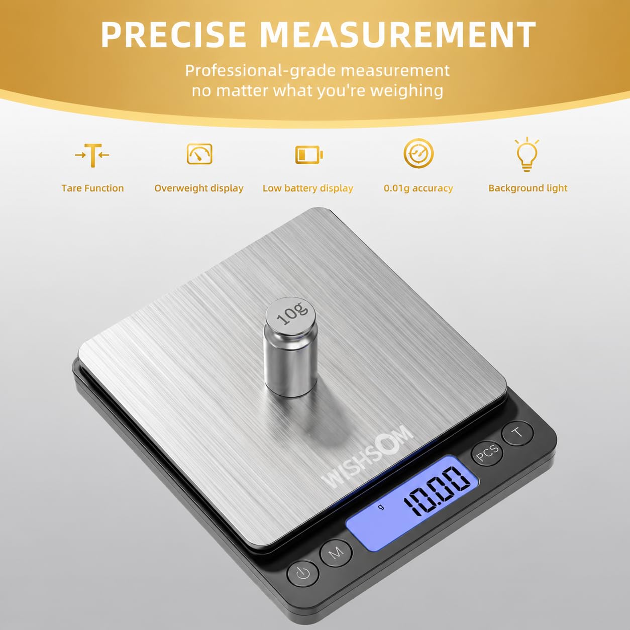 Bilancia per gioielli, 500 g x 0,01 g, bilancia digitale ad alta precisione, bilancia portatile per gioielli, banchi dei pegni e appassionati di oro, perfetta per pesare oro, argento, diamanti