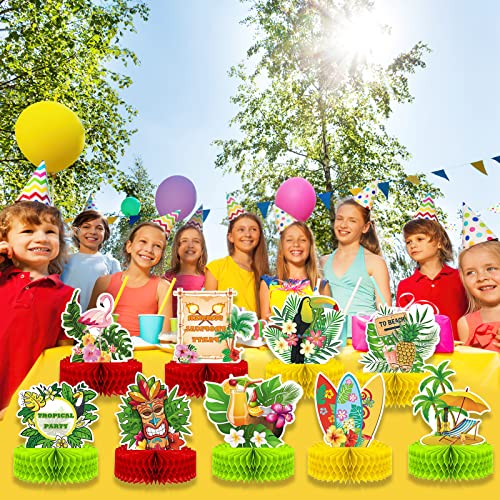 9Pcs Hawaiian Luau Honeycomb Centerpieces Table Topper Hawaiian Party Decorations Summer Tropical Table Centerpiece Aloha Flamingo Palm Tree Theme Party Supplies Table Decorations For Hawaii Party #TOP7