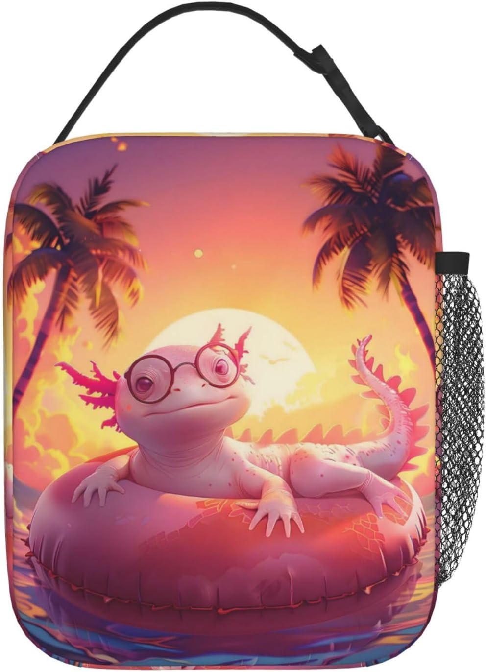 Insulated Lunch Box for Women Men, Axolotl Theme Lunch Box Reusable Portable Lunch Bag Cooler Tote Waterproof Lunch Container for Office Picnic Work Travel - Image 3
