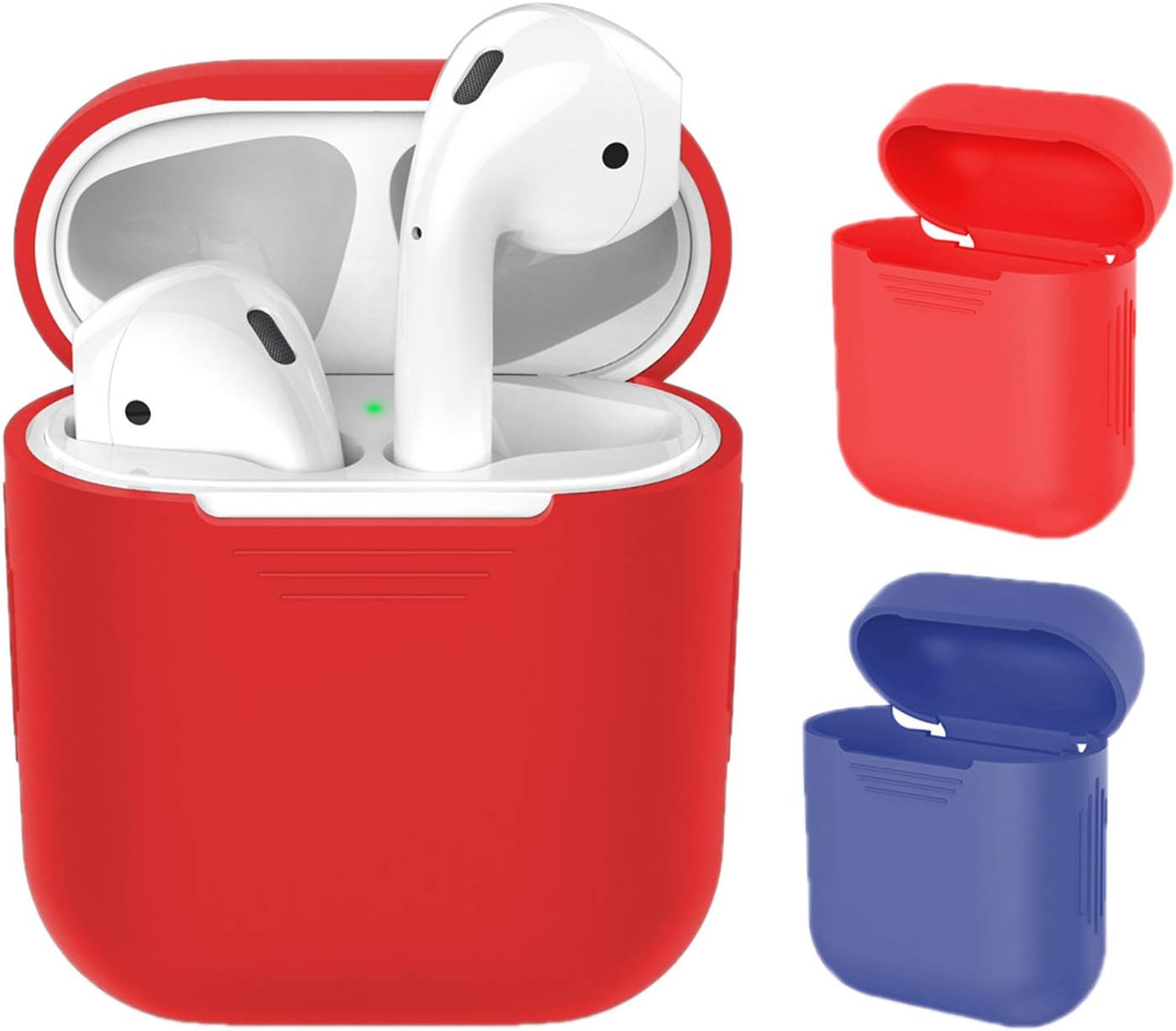 Eco-Fused Protective Covers Compatible with Apple AirPods Case - 2-Pack (Red and Blue) - Silicone Skins - Protects The Case of Your AirPods from Scratches and Shocks