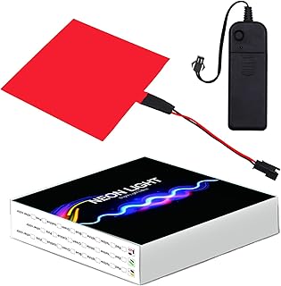 Ygmylandbb Electroluminescent Panels, EL Panels light, EL Sheets 10 cm x 10 cm (3.93" x 3.93") ON/Slow Flash/Fast Flash, Red, 1Pack