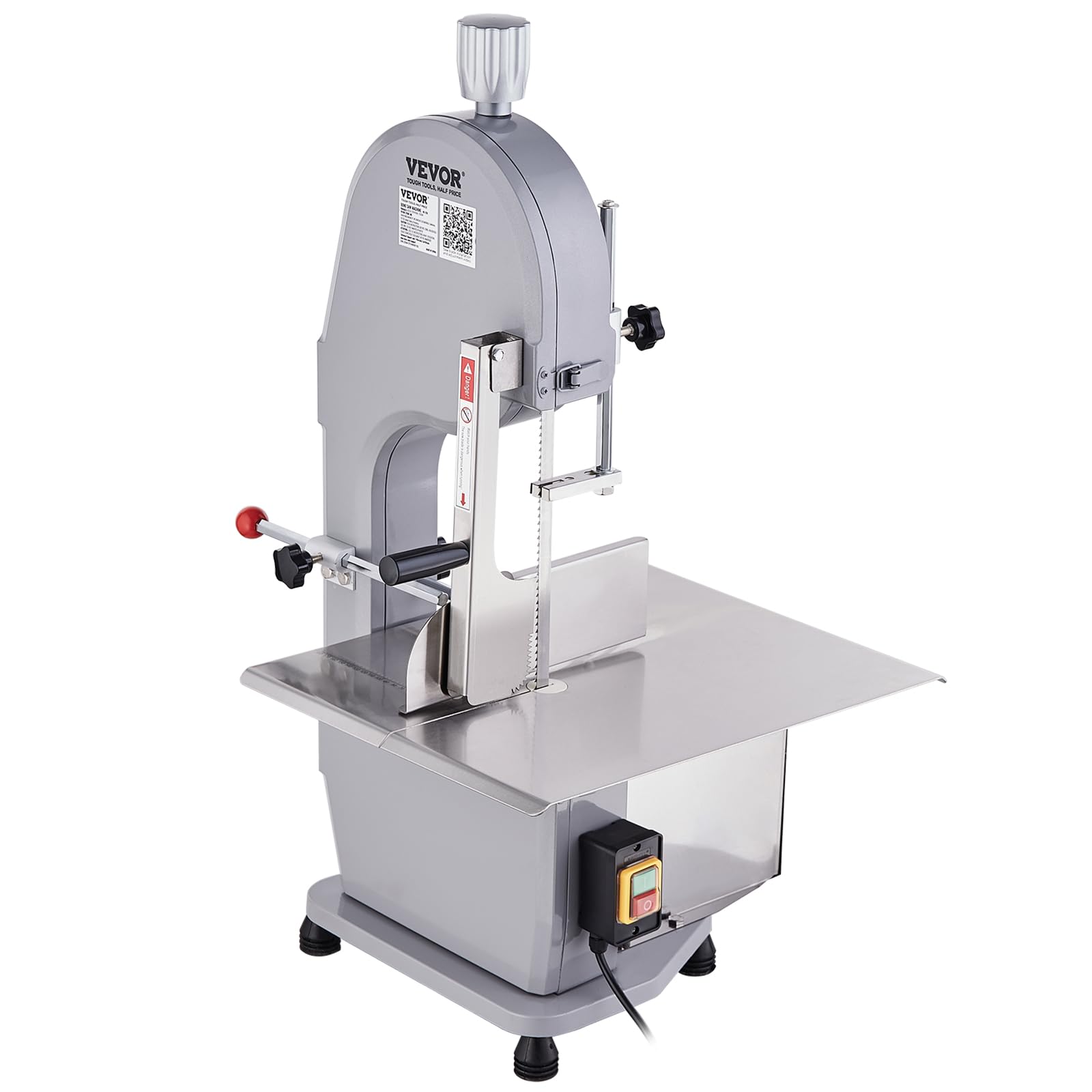VEVOR kommerzielle elektrische Fleischbandsäge Knochenschneidemaschine, 1100 W Tisch-Knochensäge, 49 x 38 cm Werkbank, Gefrierfleischschneider Schnittstärke 0,4–20,1 cm für Rippchen, Schweinefleisch