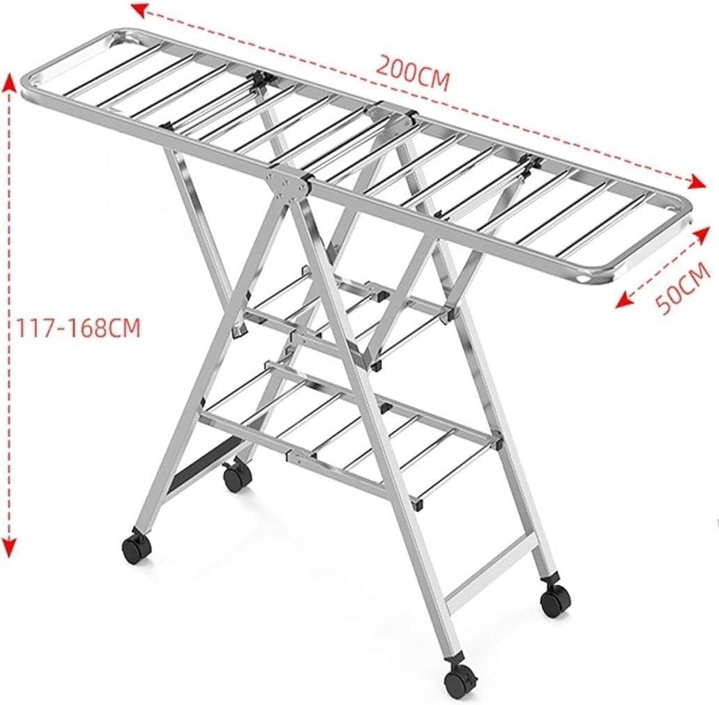 Foldable Space-Saving Clothes Rack Floor-Standing Clothes Rack Tripod Portable Rotating Clothes Rack，Heavy Duty Stainless Steel Foldable Clothes Drying Rack, Compact & Space-Saving for Indoo