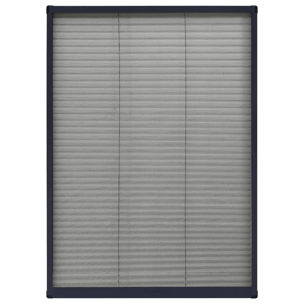 Moskitiera plisowana do okien dachowych, aluminiowa antracytowa, 80 x 120 cm, zatrzymuje muchy i komary, przepuszcza świeże powietrze