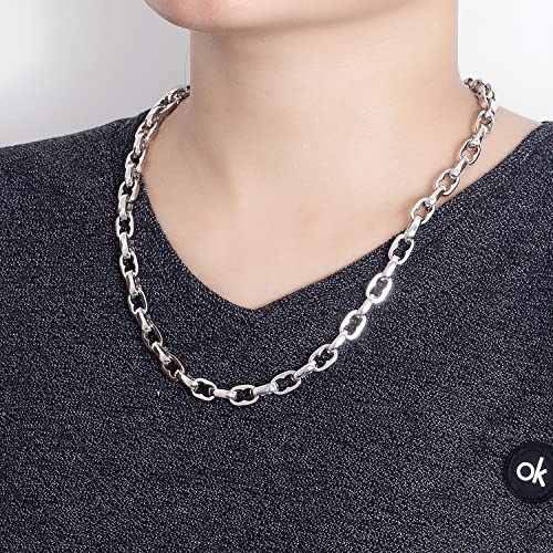 Men Solid 925 Sterling Silver Cable Rolo Link Chain Necklace Women 9MM &10MM-Curb Cuban Chain Thick Big Choker 18" 20" 22" 24" 26 "28" 30" Fine Jewelry Gift4