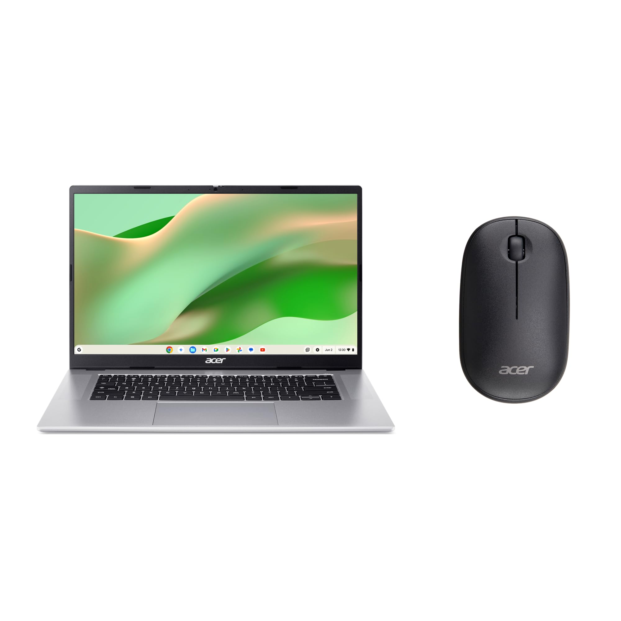 Acer Chromebook 315 + Mouse Wireless, Ram 4 GB DDR5, eMMC 64 GB, Display 15.6" FHD, CB315-8H-878V, Notebook, PC Portatile, Processore MediaTek Kompanio 540, Scheda Grafica ARM Mali, ChromeOS, Silver