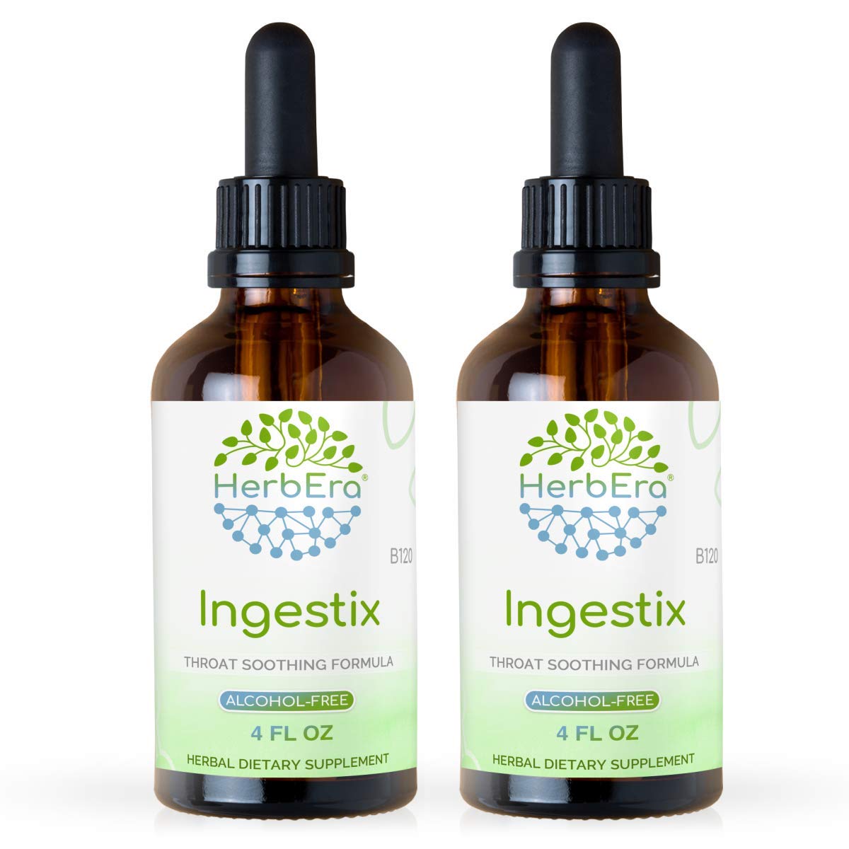 Ingestix B120(2 pcs.) Alcohol-Free Extract Tincture, Liquid Drops Licorice Root, Slippery Elm Bark, Marshmallow, Chamomile, Elderberry, Ginger Root. Throat Soothing Formula 2x4 Fl Oz