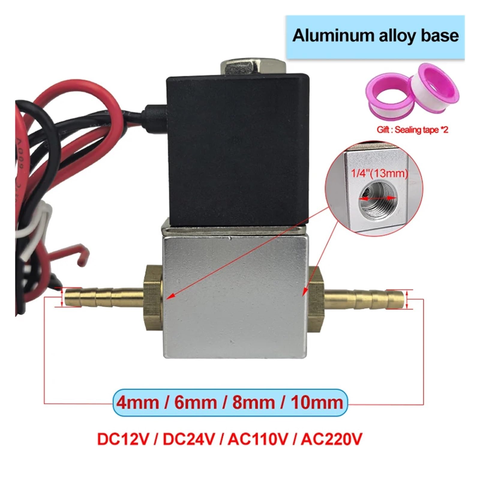 Normalnie zamknięty, cichy, bezolejowy, dwukierunkowy zawór elektromagnetyczny pneumatyczny 1/4"(8mm,NPT_AC110V_STAINLESS STEEL BASE)