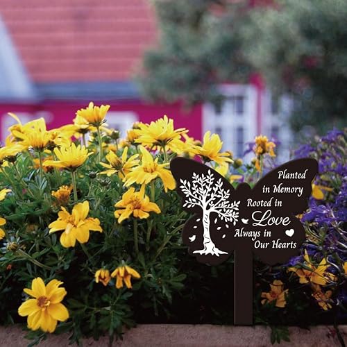 Vista 41 de GLOBLELAND Estaca de jardín con ángulos de mariposa, estaca conmemorativa para cementerio, estaca acrílica para tumba, impermeable, estaca de jardín