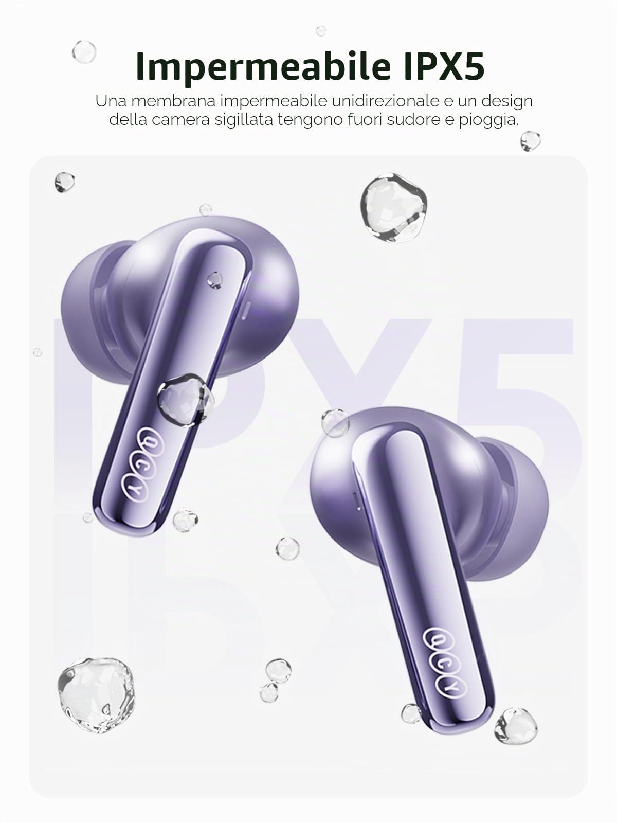 QCY MeloBuds N70 Auricolari Bluetooth Wireless,Cancellazione Attiva del Rumore Ibrida,56dB ANC Adattiva Cuffie Bluetooth 6.0 In-Ear,6 Mics,Chiamate nitide, LDAC Hi-Res Audio, 50 ore,Ricarica Wireless