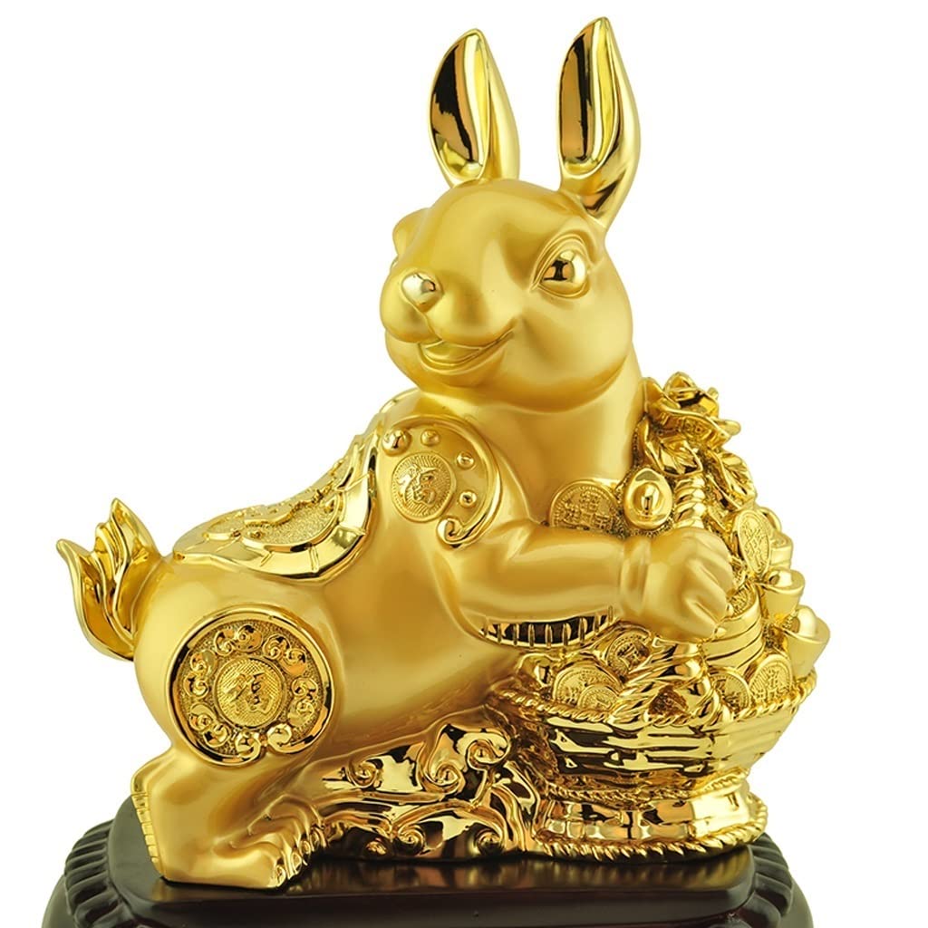 Statue lapin Feng Shui dorée TUSUOD qui attire la richesse et la bonne chance