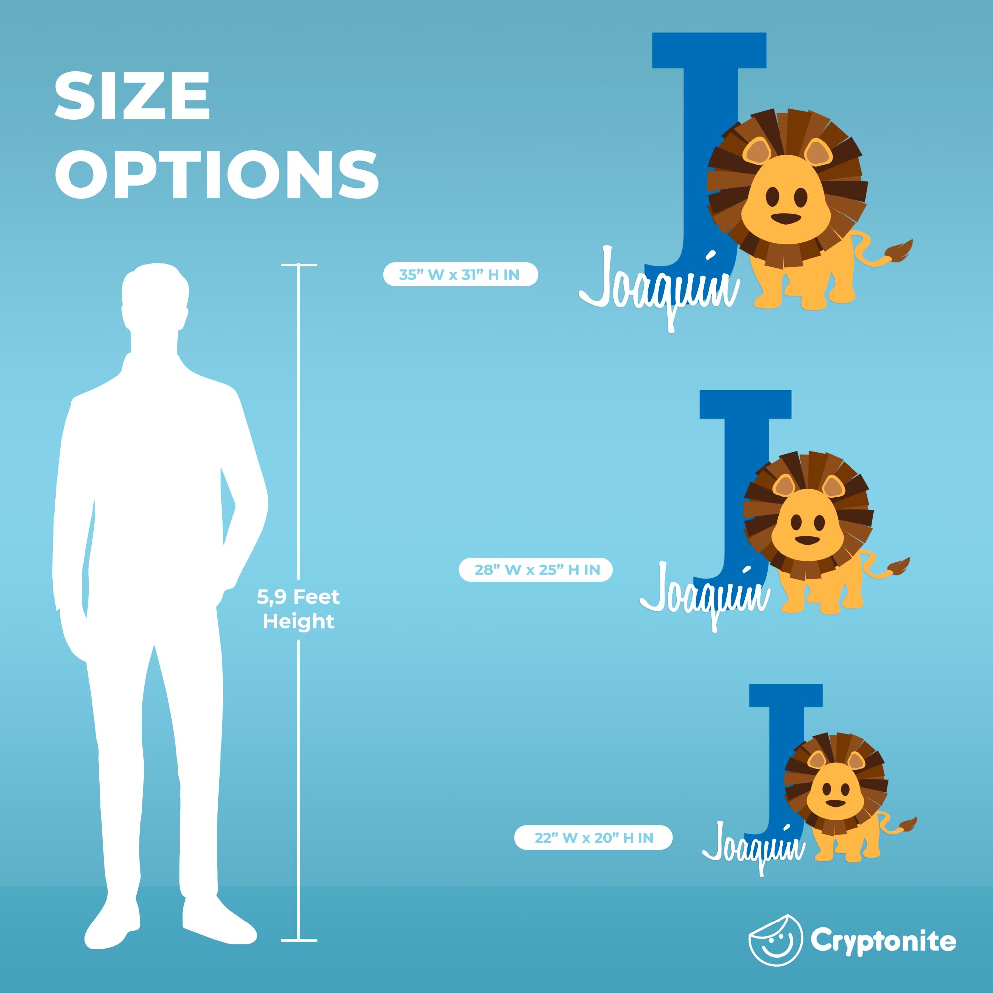 Personalized Name Lion Wall Decal - Custom Nursery Or Kids' Room Animal Decor (22"W X 20"H) - View #6
