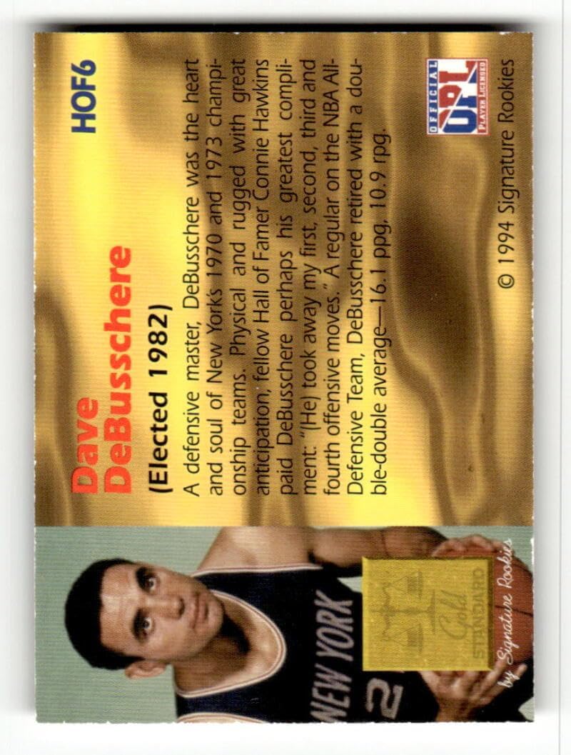 1994 Signature Rookies Gold Standard Hall Of Fame Autograph #HOF6 Dave DeBusschere AUTO /2500 New York Knicks Basketball Trading Card