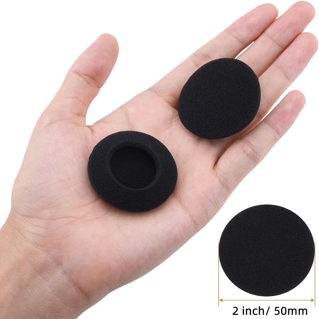 10 Pezzi Cuscinetti Auricolari per Cuffie, Schiuma Paraorecchie, Cuscinetti Auricolari di Ricambio Cuscinetti in Schiuma, Cuscinetti Auricolari di Ricambio Neri da 50 mm per Cuffie Audio