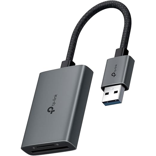 TP-Link UA430 USB 3.0 Type-A to SD & microSD 3.0 Card Reader Up to 5 Gbps, Plug and Play, Dual Card Reading/Writing Simultaneously, Flexible 150mm Braided Cable