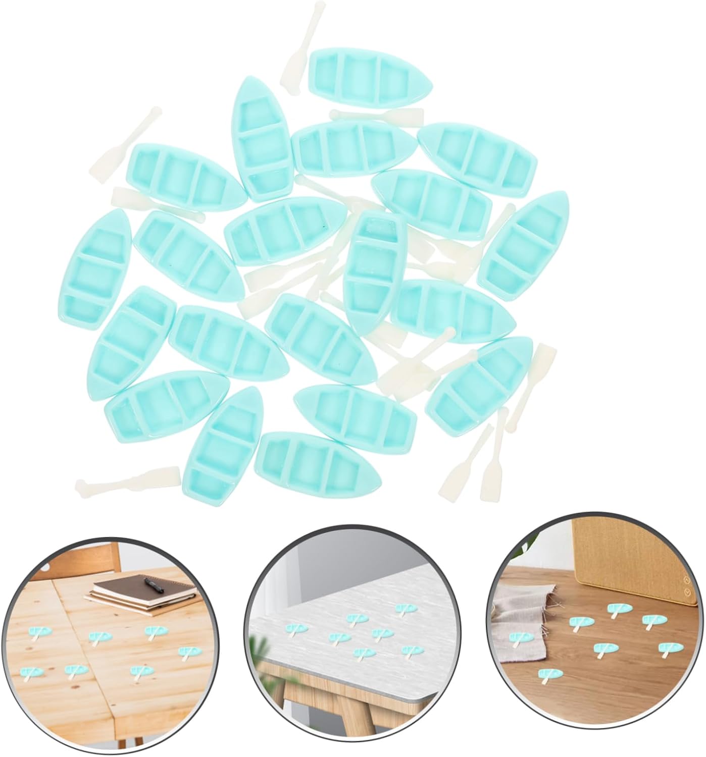 20Set Miniature Resin Boat with Oars Ocean-Inspired Decor for Dollhouse Summer Cake Toppers DIY Craft Projects Light for Beach Theme Parties